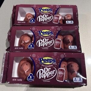 Peeps Marshmallow Dr Pepper Flavored Chicks 1.5oz 3 Pack Lot Maroon Easter Candy
